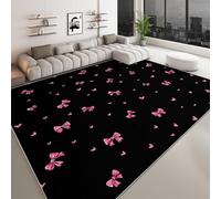 Noir Tapis Lavable, Mignon Saint-Valentin Nœud Cœur Réducteur de Bruit Facile à Nettoyer Paillasson - Antidérapant Imprimé Tapis 160 x 230 cm pour Salon Chambre Bureau