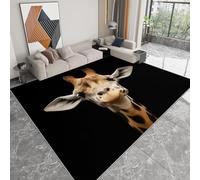 Noir Tapis Lavable, Minimaliste Animal Girafe Réducteur de Bruit Facile à Nettoyer Paillasson - Antidérapant Imprimé Tapis 160 x 230 cm pour Salon Chambre Bureau