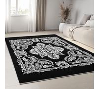 Noir Tapis Lavable, Rétro Artistique Exquis Réducteur de Bruit Facile à Nettoyer Paillasson - Antidérapant Imprimé Tapis 120 x 170 cm pour Salon Chambre Bureau