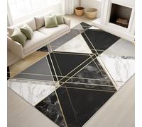 Noir Tapis Moderne Luxe Élégant Abstrait Dégradé À Poils Courts Marbre Géométrique - Tapis Doux Moelleux 160 x 230 cm, Antidérapant Le Salon et la Chambre Moquette, Ne Perd Pas Ses Poils
