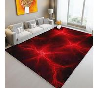 Noir Tapis Salon, Style d'art Numérique Lignes Rouges Intérieur Doux en Flanelle Tapis - Poil Court Moderne Lavable Antidérapant Moquette pour Salon Chambre Enfant & Salle À Manger 40 x 60 cm