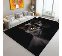 Noir Tapis Salon, Style Moderne Animaux Chaton Intérieur Doux en Flanelle Tapis de Chambre - Poil Court Moderne Lavable Antidérapant Moquette pour Salon Chambre Enfant & Salle À Manger 40 x 60 cm