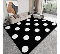 Noir Tapis Shaggy Lavable 160 x 230cm - Moelleux et Antidérapant Caoutchouc Anti-Sable Tapis, Points minimalistes pour Salon Couloir Salle D'étude Décorations Intérieures