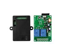 (Noir) Télécommande sans fil universelle 433 MHz AC220V 2 canaux RF relais récepteur et émetteur
