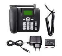 (Noir) Téléphone fixe sans fil 4g téléphone de bureau support gsm 850/900/1800/1900mhz carte SIM téléphone sans fil avec antenne radio-réveil