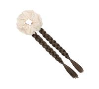 Noir Tressé Queue de Cheval Postiche de Cheveux Élastique Dentelle Gaine Nœud Installation Rapide Fibre Synthétique Design Pas de Slip Dentelle Edge Queue de Cheval Enveloppement