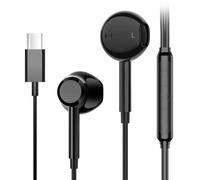 Noir USB C Casque Filaire pour iPhone 17/16/15 Pro Max Plus Type C Écouteurs pour MacBook iPad Pro Air Mini, écouteurs pour Samsung, Google Pixel, Contrôle du Microphone, Volume, Musique