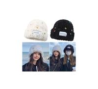 (noir)Värikäs nappipehmoinen neulottu hattu Talven säämä kalastajan casquette noir