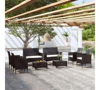 Noir Ensembles canapes. fauteuils et tables de jardin resine tressee 8 pieces 58 x 53 x 84 8 personnes
