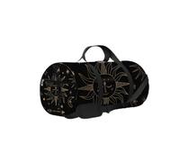 Noir Vintage Boho Golden Sun Moon Comet Sac de Sport fourre-Tout étanche avec bandoulière zippée 2 Poches latérales pour Homme et Femme, Sac à bandoulière de Voyage et de Rangement.
