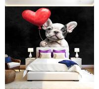 Noir Wallpaper Papier Peint Panoramique Amour du bouledogue français Intissé Photo Mural 400x280 cm Moderne Poster Salon Chambre Mur de fond Chambre Enfants Bureau Décor Maison