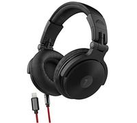 Noirâtre Over Ear Casque iPhone avec connecteur Lightning (certifié Apple MFi) - Dos fermé Studio DJ Écouteurs (50 mm en néodyme) (V200 Noir/Rouge)