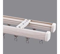 NOIRDA Ensemble De Tringles À Rideaux Imitation Bois, Rail À Glissement Silencieux, Rail De Rideau Double Décorative pour Salon Et Chambre(A-Ceiling,95cm/3.1ft)