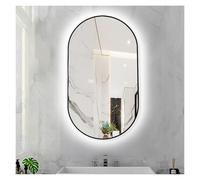 NOIRDA Miroir De Salle De Bain Ovale À LED, Miroir De Courtoisie Mural Éclairé avec Interrupteur Tactile, pour Salle De Bain, Entrée, Salon, Chambre, Décoration Murale(Black,40x70cm/15.7x27.5in)