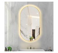 NOIRDA Miroir De Salle De Bain Ovale À LED, Miroir De Courtoisie Mural Éclairé avec Interrupteur Tactile, pour Salle De Bain, Entrée, Salon, Chambre, Décoration Murale(Gold,50x80cm/19.7x31.5in)