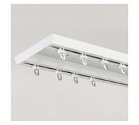 NOIRDA Rail De Rideau Robuste À Double Rangée De Poulies, Tringle À Rideaux Coulissante Et Silencieuse pour Séparation De Pièce, Chambre, Salon, Fenêtre D'hôtel(Blanc,210cm/6.8ft(2 * 105cm))