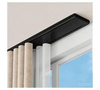 NOIRDA Tringle À Rideaux Silencieuse À Rails À Double Rangée, Ensemble De Rails De Rideaux Plafond Solidaires en Aluminium, pour Rideaux, Voilages Et Séparations De Pièces(Noir,180cm/5.9ft(2 * 90cm))