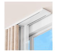 NOIRDA Tringle À Rideaux Silencieuse À Rails À Double Rangée, Ensemble De Rails De Rideaux Plafond Solidaires en Aluminium, pour Rideaux, Voilages Et Séparations De Pièces(Blanc,115cm/3.7ft)