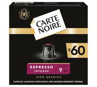 NOIRE - Café Capsules Espresso Intensité 9 Compatible Nespresso CARTE | Saveur onctueuse et intense | Idéal pour un moment gourmand | la boîte de 60 capsules | LOT DE 2