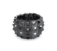 Noire Gris Goth Les Motards Jewelry Wide Cuff Stretch Bracelet Pour Femmes Hommes Ados Punk Rockers Alliage