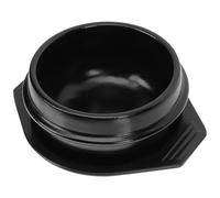 Noire Marmite Coréenne pour Soupe et Bouillie en Céramique avec Plateau | Surface Lisse Émaillée, Fond Plat et Poignées Latérales, Cuisine Maison et Restaurants