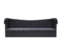NoirTransa/Lit-canapé d'extérieur - Bain de Soleil - Pour Vacances - avec auvent Résine tressée Noir - Hauteur:124 cm 3517