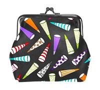 Noise Makers Seamless Pattern Coin Purse Kiss Lock Change Purse Vintage Trinkets Pouch