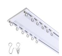 NoiseFree Tringle à rideaux de plafond 2 couches en métal pour séparateur de pièce, tonnelle, douche, chambre à coucher Design invisible Blanc (4,1 m)