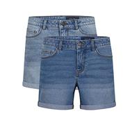 Noisy may BeLucky Lot de 2 shorts en jean pour femme - Taille haute - Bermuda - Basiques - Denim stretch - Bleu - Noir - Tailles S, M, L, XL, XXL, Bleu clair et bleu moyen (27028348), M