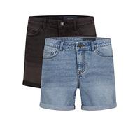 Noisy may BeLucky Lot de 2 shorts en jean pour femme - Taille haute - Bermuda - Basiques - Denim stretch - Bleu - Noir - Tailles S, M, L, XL, XXL, Gris foncé et bleu clair (27028348), S