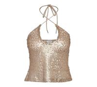 NOISY MAY Haut Femme Top Paillettes, Élégant Sommet de Fête, Couleurs:Marron, Taille:M