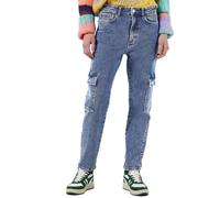 NOISY MAY Jean Cargo pour Femme Taille Haute Pantalon régulier en Denim NMMONI, Couleurs:Bleu, Taille:29W / 30L, Longueur de Jambe:L30