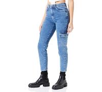 NOISY MAY Jean Cargo pour Femme Taille Haute Pantalon régulier en Denim NMMONI, Couleurs:Bleu, Taille:30W / 32L, Longueur de Jambe:L32