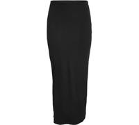 NOISY MAY Jupe Longue Stretch avec Fente pour Femme - Jupe Maxi Chevilles côtelée Extensible NMMAYA, Couleurs:Noir-2, Taille:L