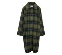 NOISY MAY - Manteau long kaki à imprimé tartan avec un col à revers et une coupe droite - Taille m