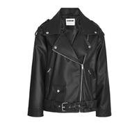 NOISY MAY Nmpaulina Noos Veste de Motard surdimensionnée Blouson en Simili-Cuir, Noir, M Femmes