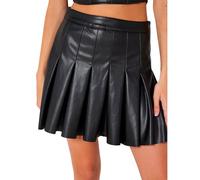 Noisy may Nmpaulo Hw Mini Jupe plissée en polyuréthane pour Femme, Noir, M