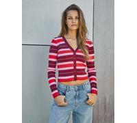 NOISY MAY NOISY MAY Red V-Neck Striped Cardigan