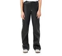 NOISY MAY Pantalon en Simili Cuir Taille Haute Droit Coated Bootcut NMANDY, Couleurs:Noir, Taille:L