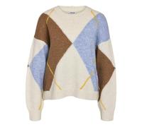 NOISY MAY - Pull écru à Losanges avec Un col Rond et des Manches oversizes - Taille s