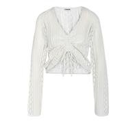 NOISY MAY Pull en tricot femme avec encolure en V et détails froncés