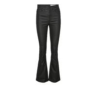 NOISY MAY Sallie - Pantalon Taille Haute Évasé Femme Pantalon Imitation Cuir Noir W30L32