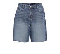 NOISY MAY Short en Jean Bermuda pour Femme avec Franges et Étiquette Arrière, Couleurs:Bleu-3, Taille:L
