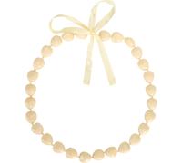 Noix de résine Collier Bonne chance symbole Kukui Lei avec arc de ruban pour cadeau de fin d'études Beige