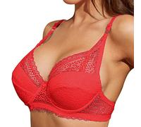 Noix Remix Sous-vêtements fins Petit soutien-gorge Grande taille Soutien-gorge en dentelle réglable sans fil Couverture de poitrine Bonnet BD Grand soutien-gorge en dentelle Lingerie Rouge, rouge, 80D