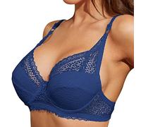 Noix Remix Sous-vêtements fins Petit soutien-gorge Grande taille Soutien-gorge en dentelle réglable sans fil Couverture de poitrine Bonnet BD Grand soutien-gorge en dentelle Lingerie Rouge, bleu foncé