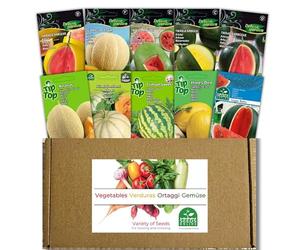 Nojaus - Collection de graines de pastèques et de melons 10 variétés de graines de fruits : Sugar Baby, Crimson Sweet, Honey Dew, Cantaloupe - Graines de melon et de pastèque - Cultivez vos propres