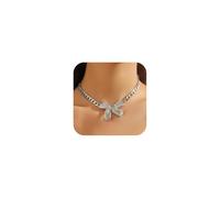 Nojess Collier ras du cou à gros nœud cubain doré avec grand nœud - Accessoires punk hip-hop - Bijoux pour mariage, demoiselles d'honneur, bal de fin d'année, fête et usage quotidien, adjustable