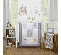 NoJo Warner Brothers Parure de lit 3 pièces Harry Potter Magical Moments Poudlard pour Chambre d'enfant - Couette et 2 draps-Housses pour Berceau - Gris et Blanc