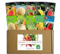 Nojus Collection de 10 variétés de graines de fruits : Sugar Baby, Crimson Sweet, Honey Dew, Cantaloupe - Graines de melon et de pastèque - Faites pousser vous-même des pastèques et des melons